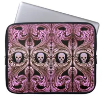 Goth Pink Ornament with Skull Laptop Sleeve