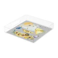 Cute Watercolor Cottagecore Yellow on grey | Acrylic Tray