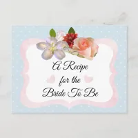 Blue and Rose Gold Blush Pink Recipe Card
