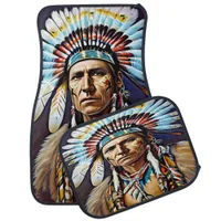 Vivid Portrayal of a Native Indian Warrior Leader Car Floor Mat