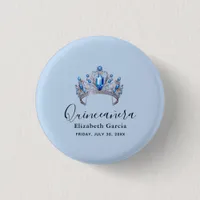 Blue & Ivory Floral Quinceañera Button