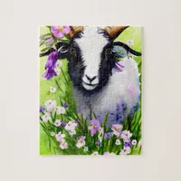 Spring Easter Goat Kid Floral Watercolor Jigsaw Puzzle