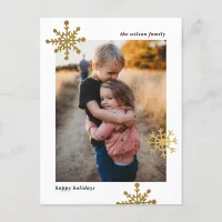 Simple Modern Cute Snowflake Photo     Holiday Postcard