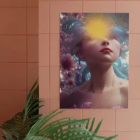 Vicky has her head in the floral clouds poster