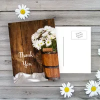 Bucket and White Daisies Barn Wedding Thank You Postcard