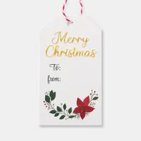 Hand Drawn Poinsettia Flower Merry Christmas  Gift Tags