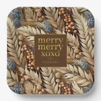 Earth Tones Christmas Merry Pattern#21 ID1009 Paper Plates