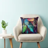 vibrant visually striking arrangement of leaves throw pillow