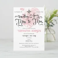 Chic Miss to Mrs ♥ Heart Map Travel Bridal Shower Invitation