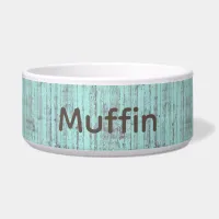 Personalized Distressed Green and Brown Cat Bowl