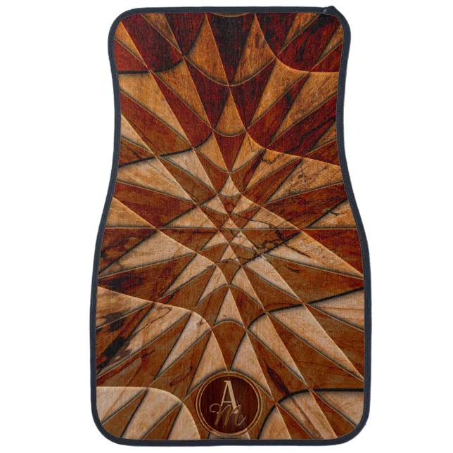 Monogrammed Carved Wood Elegance Car Floor Mat