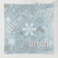 Christmas Text and Snowflake Pattern Blue ID257 Trinket Tray