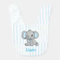 l Blue Cute Personalized Baby  Elephant Baby Bib