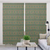 Southwest Teal Copper Geometric Pattern 50x96 Inch Blackout Curtains