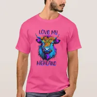 Love my Highland Cows Cyberpunk Style Art T-Shirt