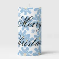 Blue Floral Pattern - Personalized Pillar Candle