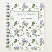 Watercolor Purple Sweet Pea Flowers Planner