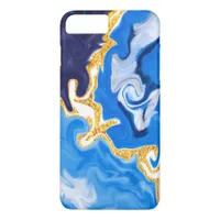 Beautiful Blue, Gold and White Swirls like Water   iPhone 8 Plus/7 Plus Case