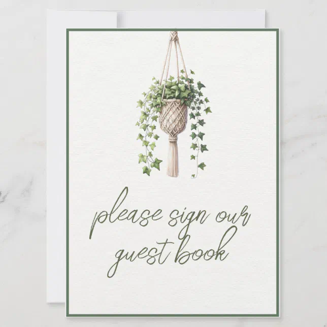 Boho Botanical Greenery Wedding Guestbook Sign