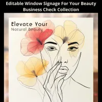 Minimal Art Line Face Flowers Beauty Logo QR  Window Cling