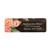 Rustic Country Peony Barn Wood Wedding Label