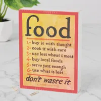 [Food - Don't Waste It] WWI Color Lithograph White Wooden Box Sign