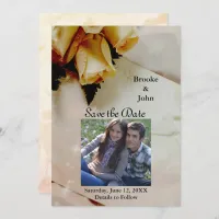 Yellow Roses on Elegant Ivory Photo Save The Date
