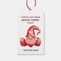 Cute Gnome Valentine Day Red Heart Valentine Gift Tags