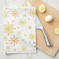 Retro Atomic Mid-Century Mod Red & Gold Starburst Towel