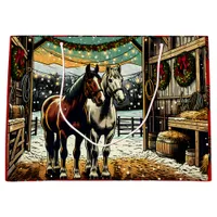 Merry Christmas Cartoon Horses   Large Gift Bag