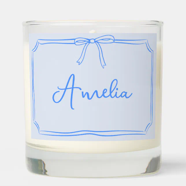 Handwritten Custom Name Coquette Bow Aesthetic Scented Candle