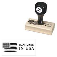 Handmade In America Rugged USA Flag Rectangle Rubber Stamp