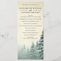 Rustic Watercolor Pine Forest Winter Wedding  Program