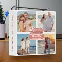 Just Married Elegant Wedding Photo Collage Album 3 Ring Binder