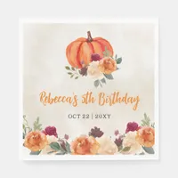 Fall Burnt Orange Pumpkin Patch Birthday Napkins