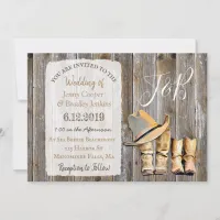 Rustic Cowboy Boots and Lace Wedding Invitation