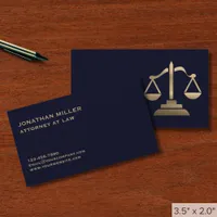 Navy Blue and Gold Lawyer Business Card