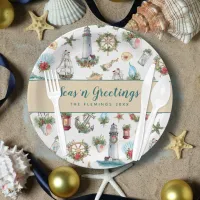 Christmas Nautical Seas’n Greetings Personalized Paper Plates