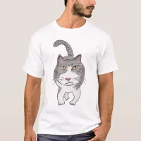 Fun Cranky Cat Friend Doodle Art T-Shirt