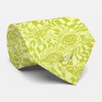 Quirky Shades of Yellow Chic Monogram Neck Tie