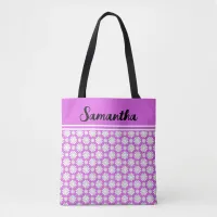 Any Name Cute Floral Daisy Pattern All-Over Print  Tote Bag