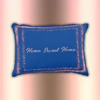 Pink Glitter border monogram on blue | Accent Pillow