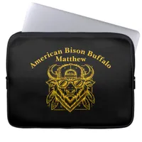 Stylish Golden Bison With Sunglasses and Hat Laptop Sleeve