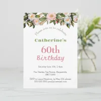 60th Birthday Party Afternoon Tea Floral Pretty Invitation