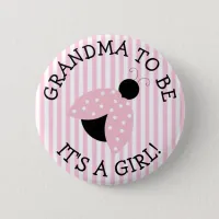 "Grandma To Be" Pink Ladybug Baby Shower Button