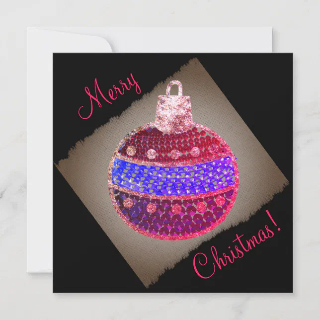 Merry Christmas - shining bauble with sequins pink