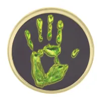 Glowing Ghoul Handprint Gold Finish Lapel Pin