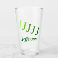 Glass Tumbler - Stepped Initials with Name in Gree