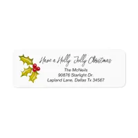 Festive Minimal Holly Berries Whimsical Christmas Label