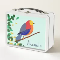 Chromatic Serenade: Bird on branch Metal Lunch Box